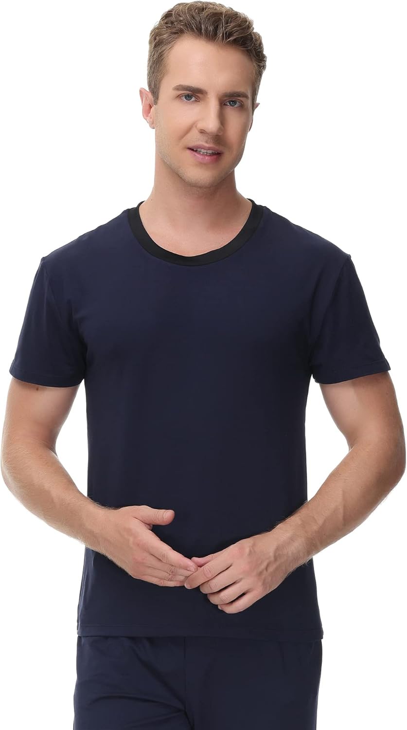 Ink+Ivy Mens Sleepwear Pajama Top Crewneck T-Shirt, Soft Sueded Jersey Tee Loungewear, Undershirt - Image 4