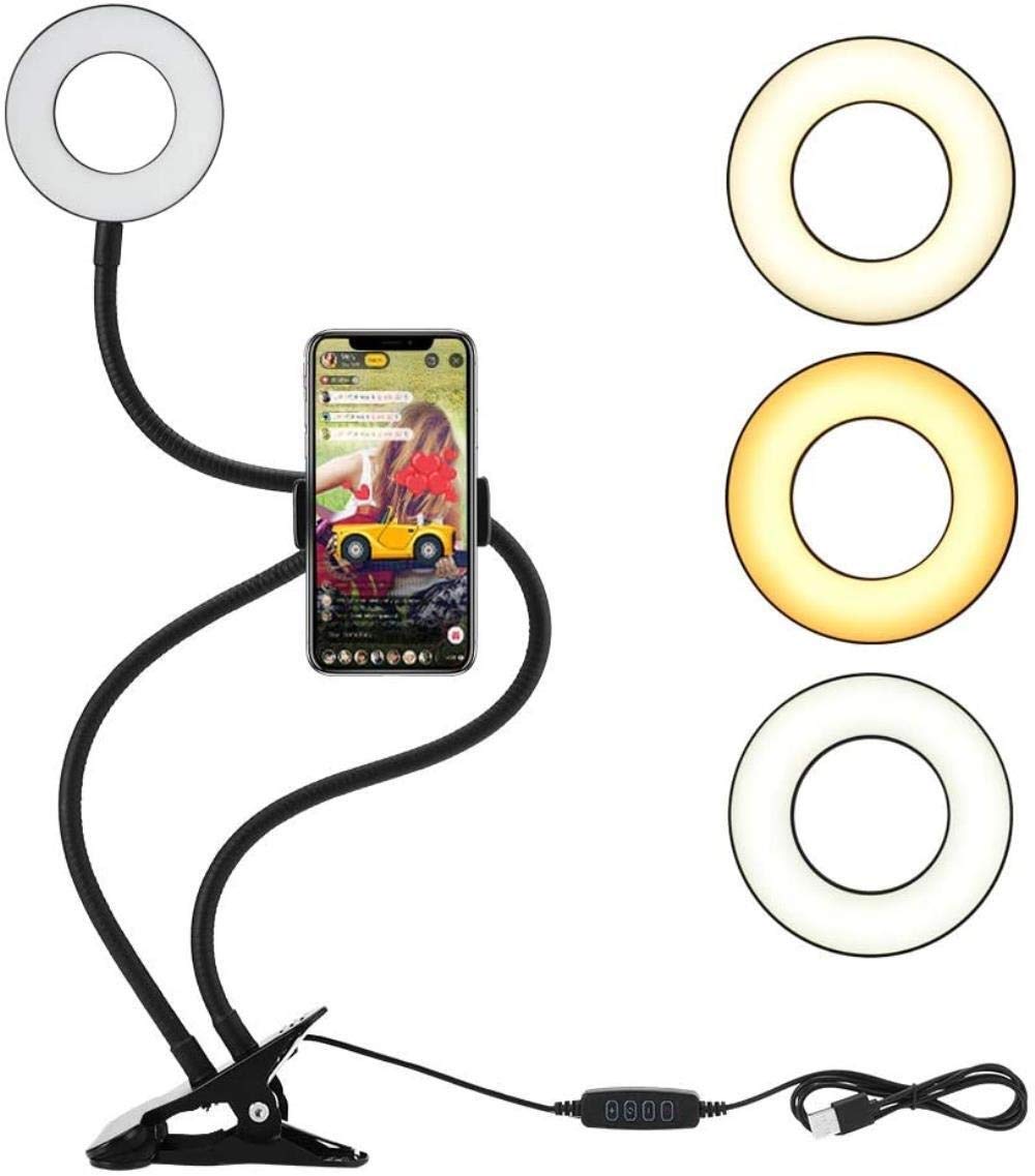 Lampa pierścieniowa kotwica lampa na żywo lampa pierścieniowa lampka nocna z klipsem uchwyt na telefon komórkowy zimne i ciepłe światło wypełniające światło