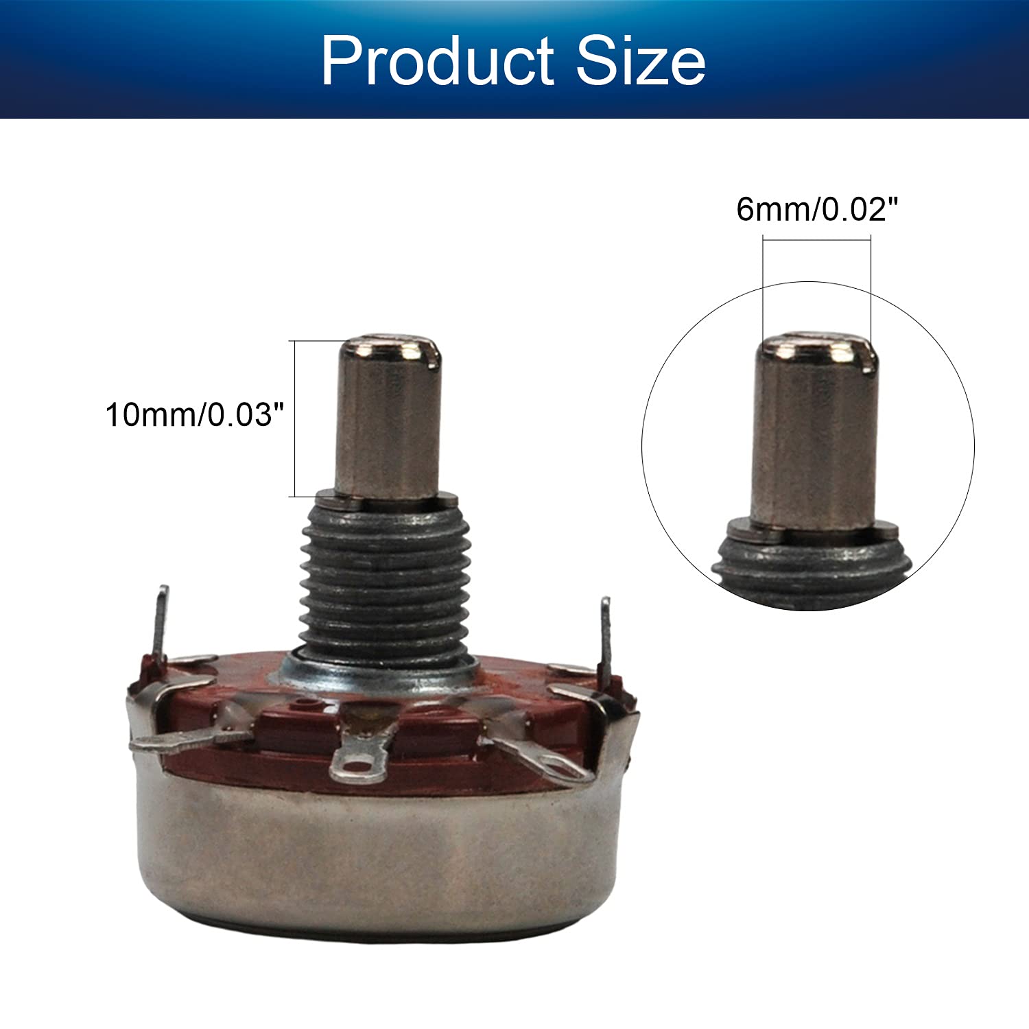 Fielect 2Pcs 2.2K Ohm Single Turn Rotary Carbon Film Potentiometer 2W Variable Resistors 6mm Shaft 4 Pins Potentiometer WTH118-2W-2.2K