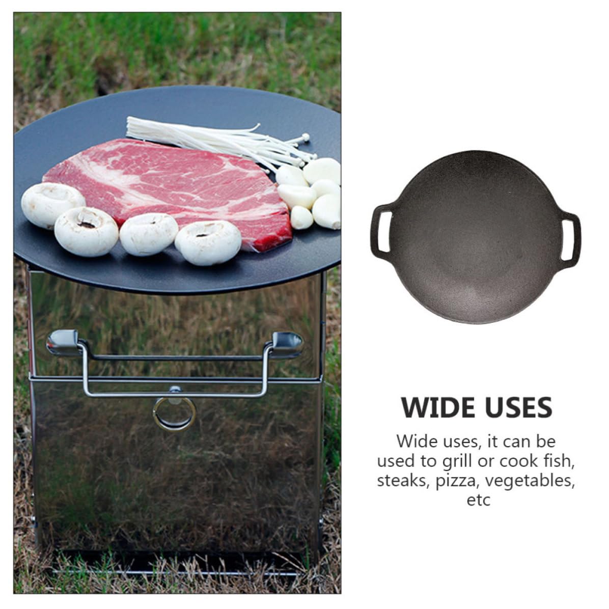 Plancha Grill de Hierro Fundido para Barbacoa Exterior Diseño Resistente y Tamaño Adecuado para Camping y Uso en Cocina de Gas