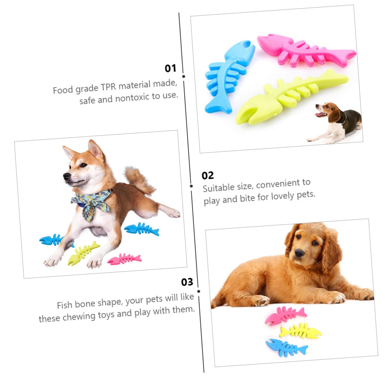 Giocattolo per Cani da Masticare a Forma di Pesce per Pulire i Denti e Ridurre l'Ansia in Tpr Alimentare 12,5 X 5 X 0,3 CM per Cuccioli e Cani Adulti