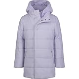 girls Quilted Puffer Jacket, Front Pockets & Hooded Back, Mid-weight & Water Repellent