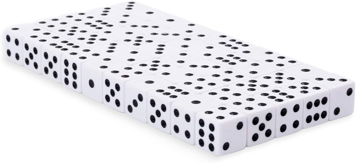 Juego de dados de Regal Games - Dados cuadrados blancos de 6 caras de 16 mm para el aula o la noche de juegos familiares - 50 dados