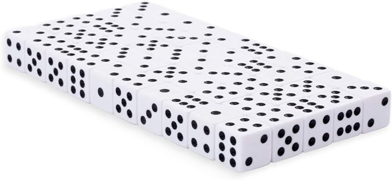 Juego de dados de Regal Games - Dados cuadrados blancos de 6 caras de 16 mm para el aula o la noche de juegos familiares - 50 dados