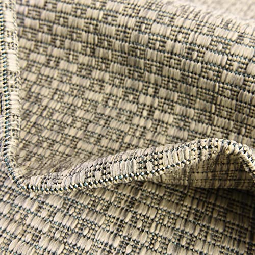 Unique Loom Collection Casual Transitional Solid Heathered Indoor/Outdoor Flatweave Area Rug, 6 Ft X 9 Ft, Light Gray/Ivory #TOP6