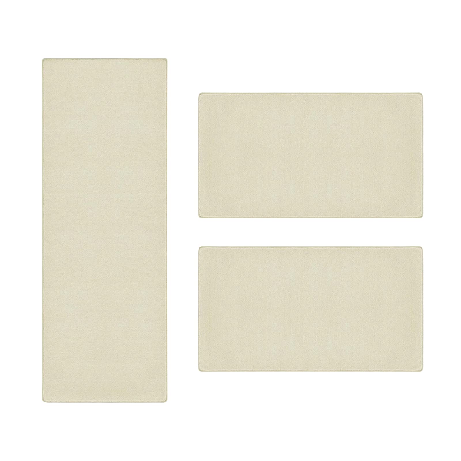 Floordirekt Velours-Bettumrandung Dynasty - Bettvorleger Teppichläufer - 3-teiliges Läufer-Set in 3 Größen (B: 67 cm | L: 1 x 250 cm + 2 x 140 cm, Creme)