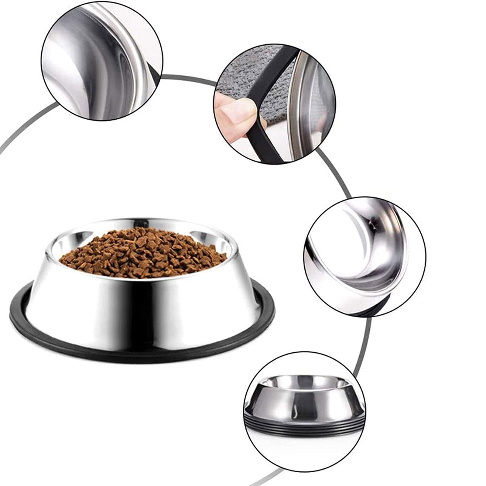 RTHGTFGW Comedero Perro Cuenco de Perros de Acero Inoxidable Espesado Alimentador for Mascotas de Alimentos Ultra duraderos for pequeños Perros medianos Base de Goma Antideslizantes (Size : L)