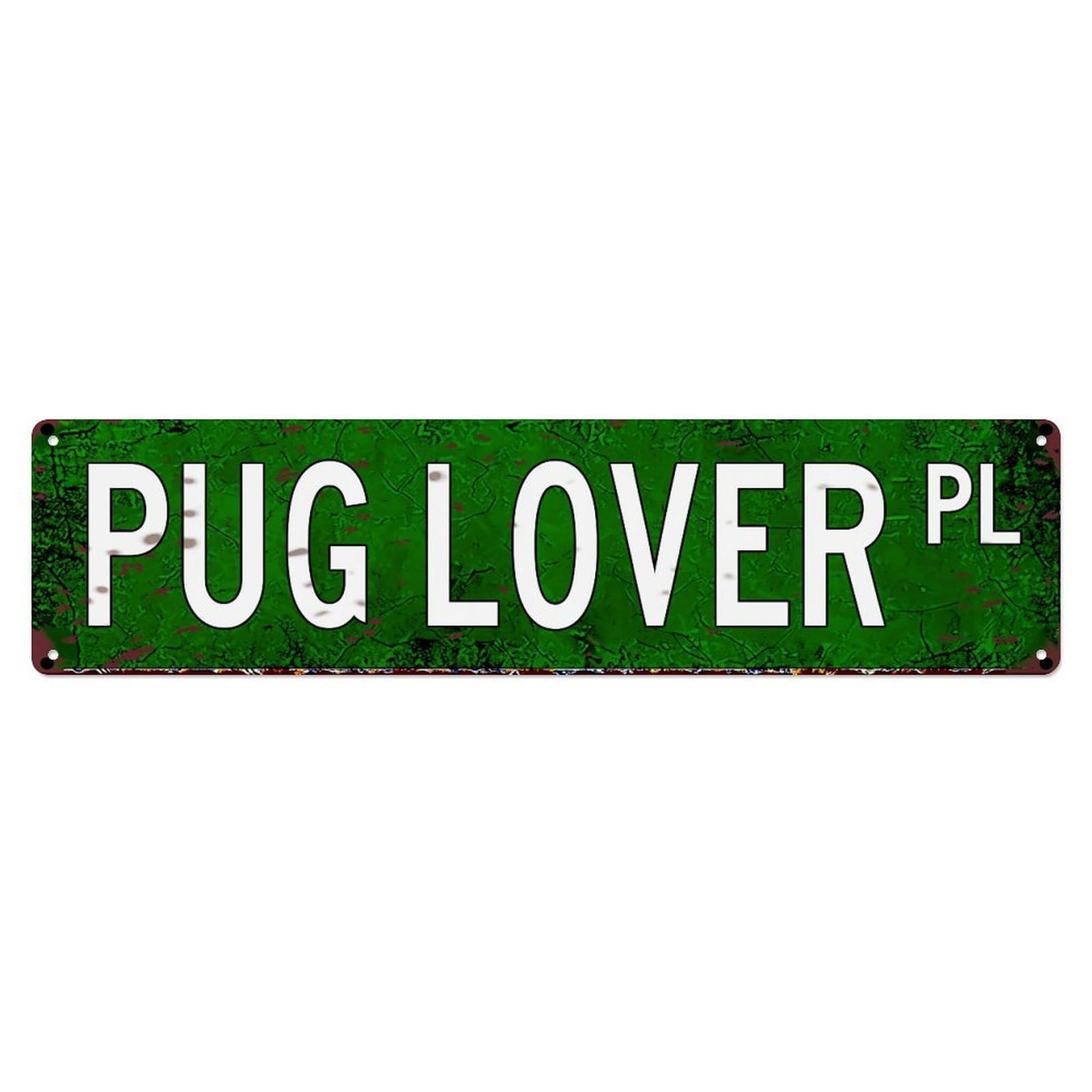 Jdyaojiesheng Vintage Pug Lover Plaque Sign Tin Sign Retro Metal Wall Decor Metal Poster, Home Bar Garage Farmhouse Cafe Wall Art Decoration 4X16inch