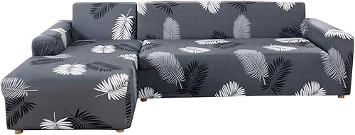 MIFXIN Funda para sofá seccional, 2 piezas, elásticas de 3 asientos en forma de L, fundas elásticas impresas para sofá seccional, protector de