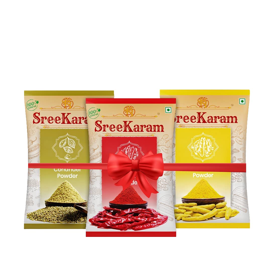 SREEKARAM 3 IN 1 SPICES COMBO PACK | RED CHILLI POWDER (500 grams), TURMERIC POWDER(500 grams), CORIANDER POWDER(500 grams) (B09GXGJ335) Amazon Price History, Amazon Price Tracker