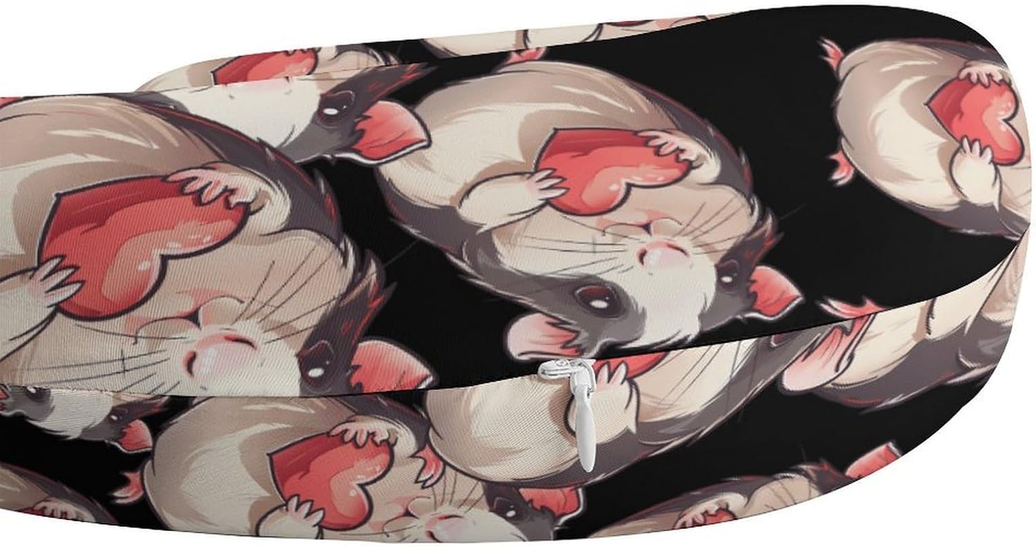 Cute Guinea Pigs Travel Pillow U Shape Neck Pillow Washable Pillowcase for Sleeping Chair