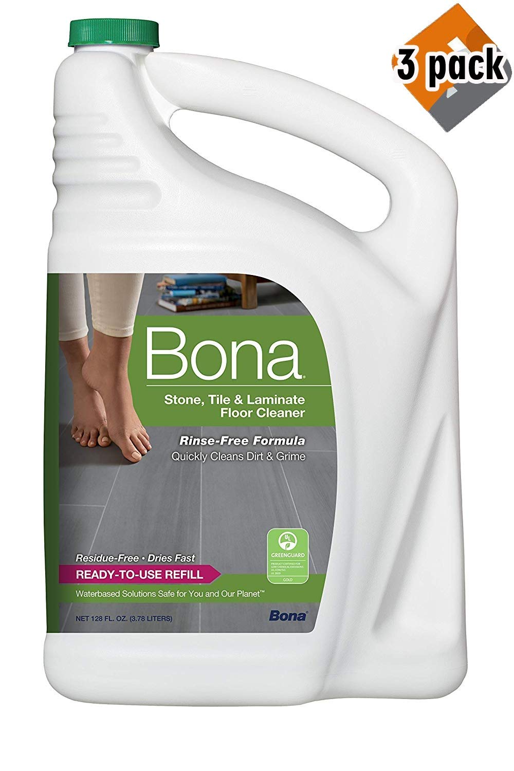 BonaStone, Tile & Laminate Floor Cleaner Refill, 128 oz, 3 Pack