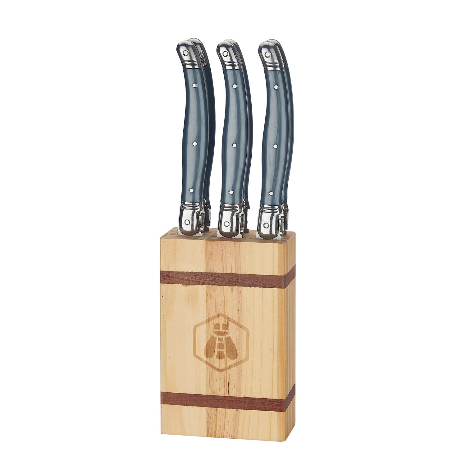 LAGUIOLEBlock of 6 Table Knives - Pine wood - Plastic handles
