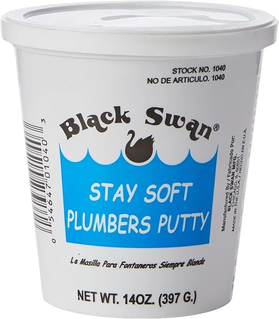 AquaPlumb Plumbers Putty | White, 14oz, Fixture Setting Compound. Stays Soft. Use on Sinks, Tubs, Fountains and More., Compact (01040)