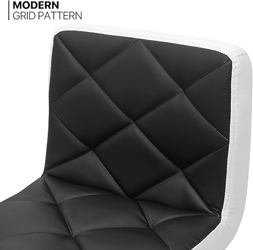 Miniatura 4 de MoNiBloom Juego de 2 taburetes de bar de altura ajustable en color negro y blanco con bloqueo de cuero sintético, sillas de bar giratorias con
