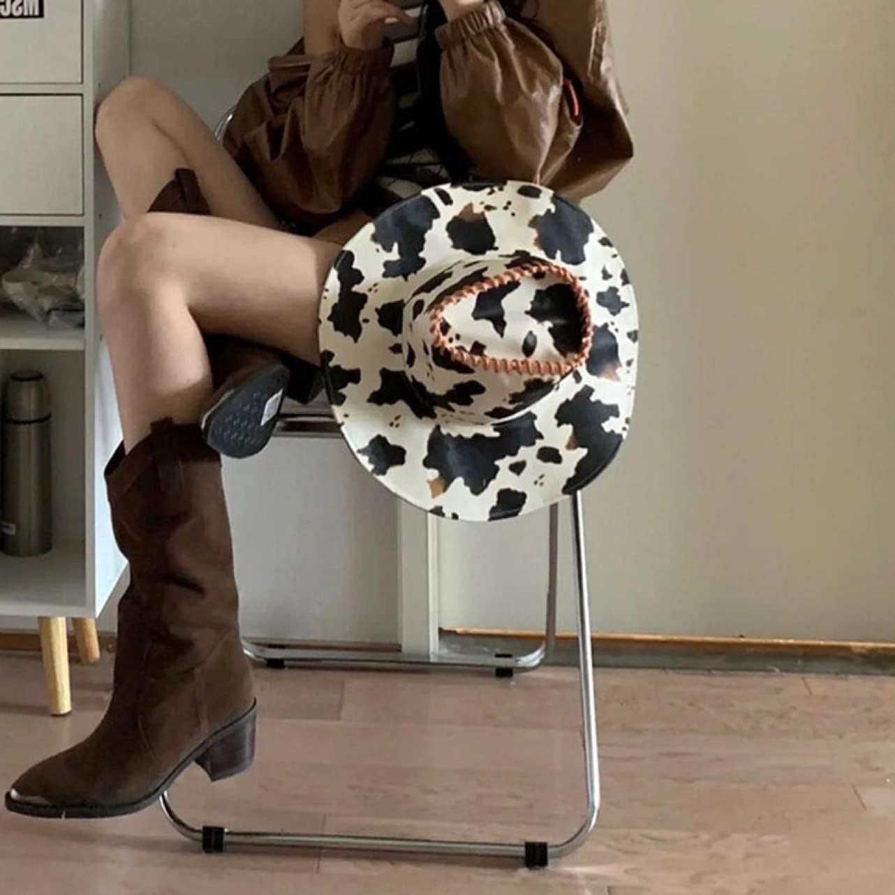 LECMT] ロングウエスタンブーツ レディース ロングブーツ 太めヒール 
