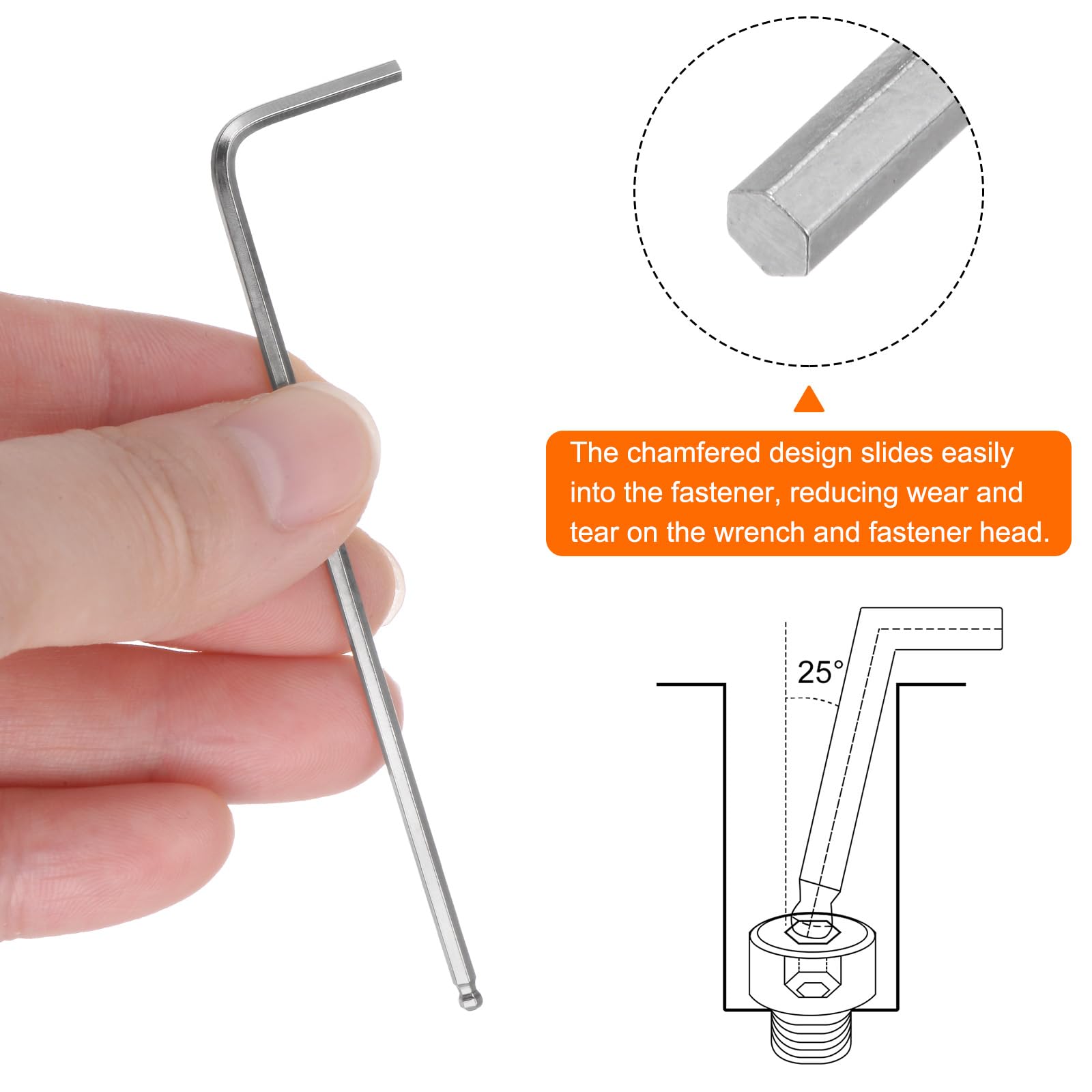 QUARKZMAN 4 Stück Kugelkopf-Innensechskantschlüssel 4 mm S2-Stahl L