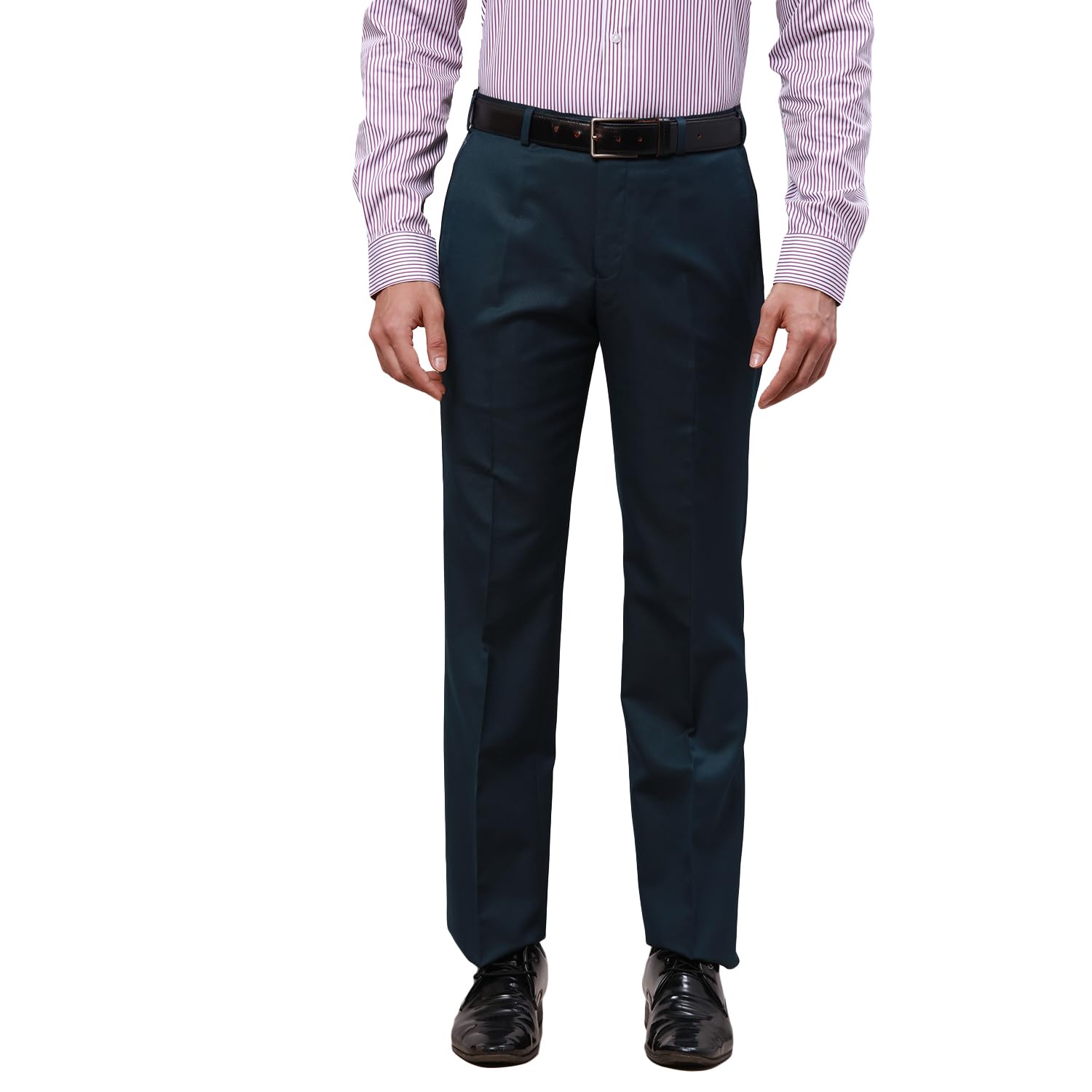 park avenue Men's Polyviscose Blend Structure Pattern Smart Fit Flat Front Formal Trouser-picture-13