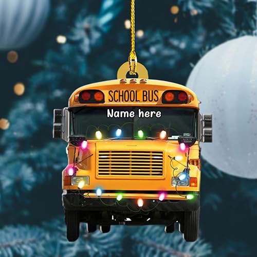 Vista 40 de HomeDesign Adorno personalizado de autobús escolar 2022 – Adornos de conductor de autobús escolar, adornos amarillos para conductor de autobús