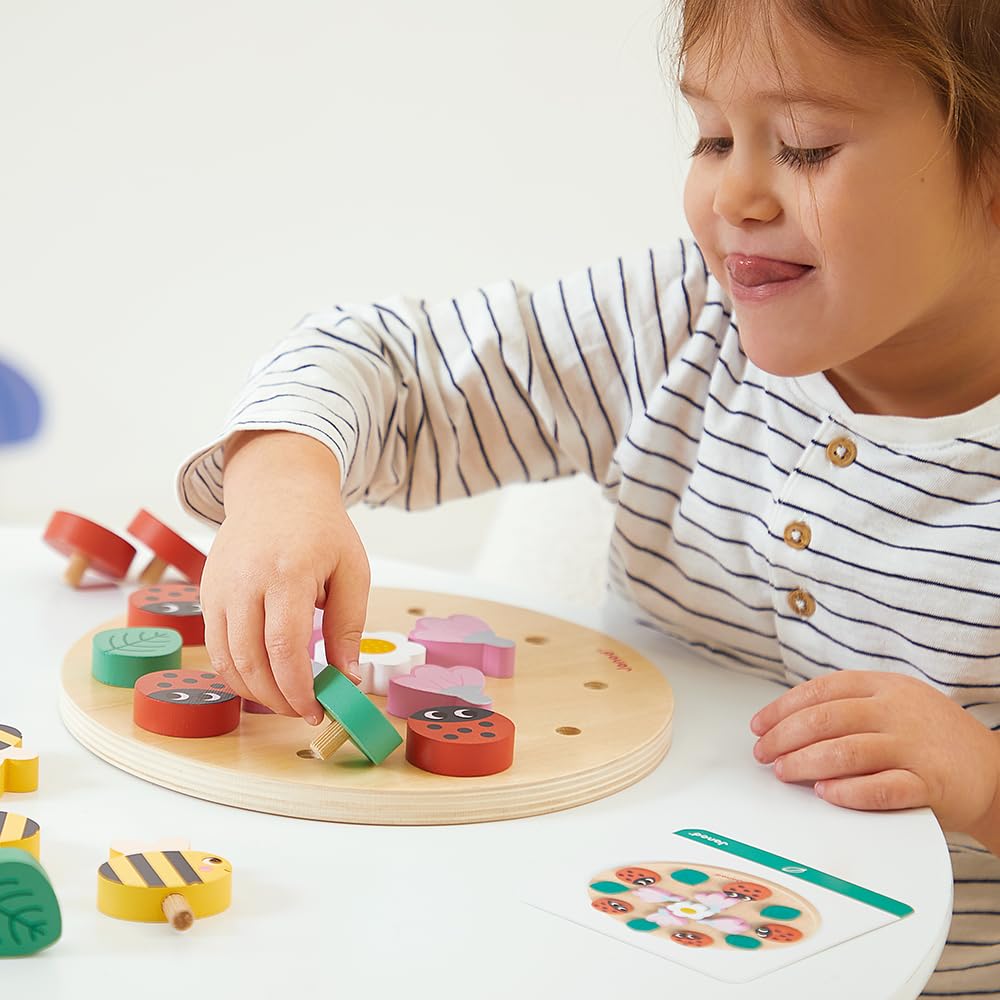 Janod - Gamma Pedagogia - Il Mio Primo Mandala Giardino - Sviluppa Concentrazione e creatività - Gioco Educativo per Bambini - Gioco in Legno FSC - dai 24 Mesi, J05084