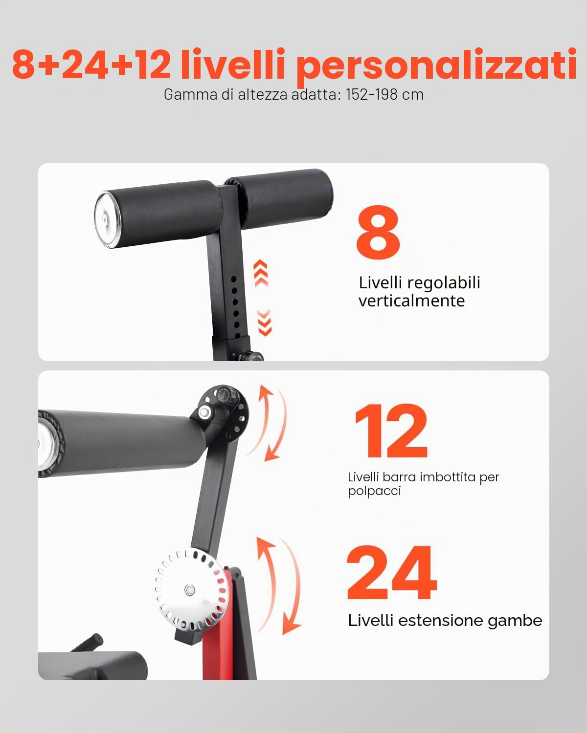 VEVOR Macchina per Gambe da Seduti, Estensione Rotatoria per le Cosce, Attrezzatura Regolabile per Esercizi Speciali per Corpo, Panca per Allenamento Pesante per Palestra Capacità 249,5 kg
