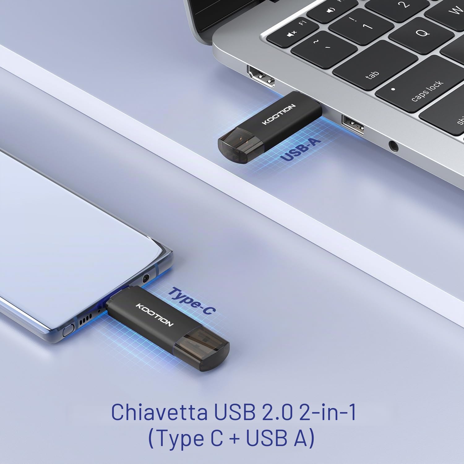KOOTION 3 Pezzi Chiavetta USB Tipo C 128 GB 2 in 1 USB 2.0 OTG Set Pennetta | Pendrive 128GB Piccolo e Leggero Set Pendrive Tipo C Memoria Per Android/Window/PC/MacBook, ect