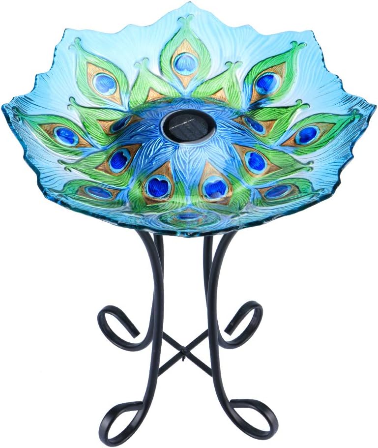 MUMTOP Bird BathOutdoor Glass Birdbath Bird Baths for Outdoors Hummingbird with
