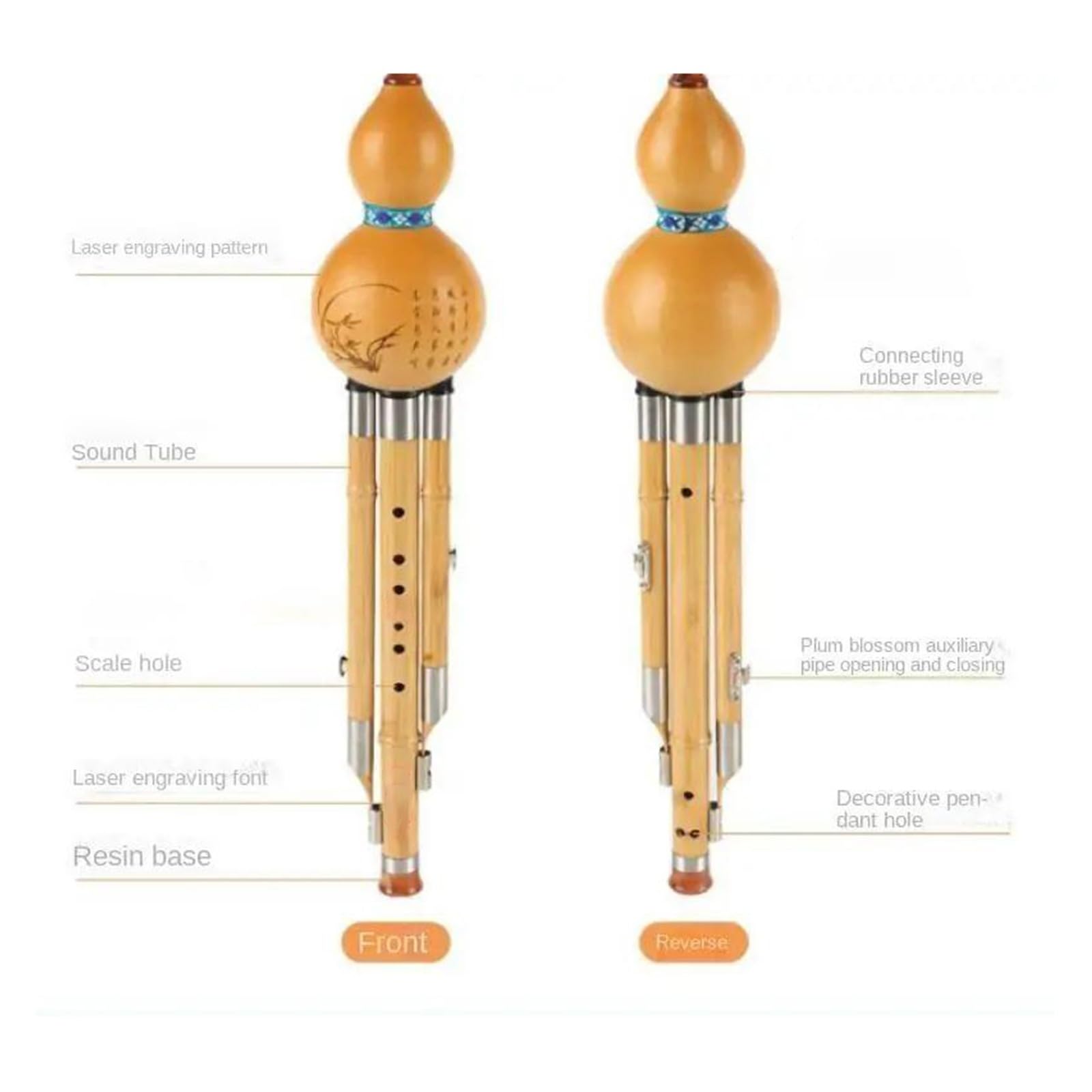C-Taste Hulusi-Musikinstrument Für Erwachsene, Studenten, Bühnenauftritt, Chinesisches Traditionelles Hulusi Professional Hulusi (Color : D-key)