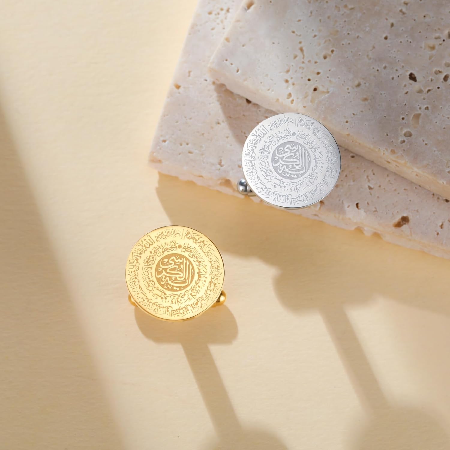Dreamtimes Islamic Ayatul Kursi Cufflinks for Men Muslim Quran Allah Cuff links Allah Jewelry Ayatul Kursi Arabic Calligraphy Cufflinks for Men Islam Eid Ramadan Gifts
