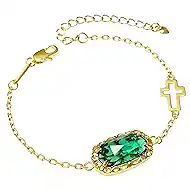 18K Gold/Silver Plated Cross Bracelet for Women Trendy Dainty Birthstone Bracelets Paperclip Bracelet Stack Fashion Women's Jewelry Gift for Her