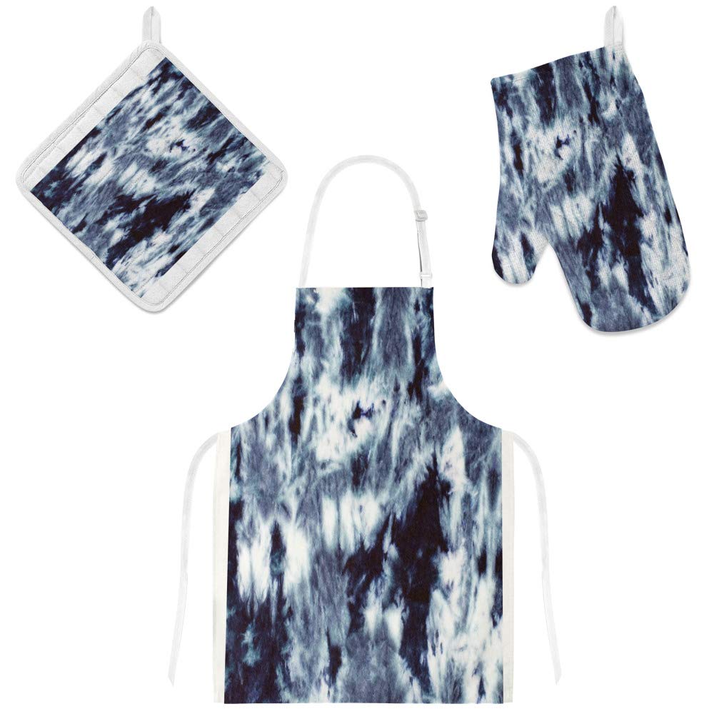 Cadeau surprise cuisine : tablier Tie Dye imperméable avec gant de cuisine et sa manique