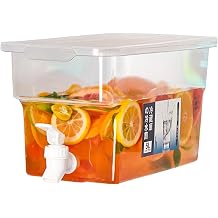 5L Plastic Drink Container with Lid, Cold Water Jug with Faucet, Beverage Dispenser for Drinks, Juice, Ice Tea, Lemonade