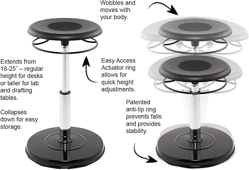 Miniatura 7 de KORE Design - Silla tambaleante para adolescenteuniversidad, sillas ergonómicas para computadora, taburete de oficina ajustable seguro, dormitorio,