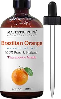 MAJESTIC PURE Brazilian Orange Essential Oil, Therapeutic Grade, Pure and Natural Premium Quality Oil, 4 fl oz