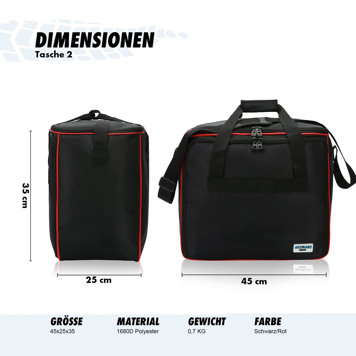 Getmore Parti Borse Interne per Valigie Laterali e Bauletto in Alluminio Ducati Multistrada | 3 Parti | Accessorio Moto | Valigia