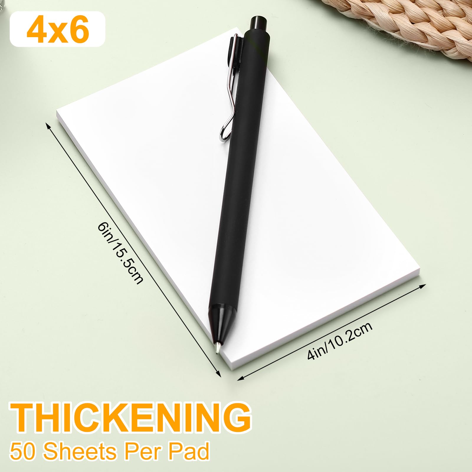 Fainne Notizblöcke aus Papier, 10,2 x 15,2 cm, Weiß, für Kellnerin, Kellnerbuch, To-Do-Einkaufsliste, kleines Notizbuch, Restaurant, Scheckbuch, Weiß, 50 Stück