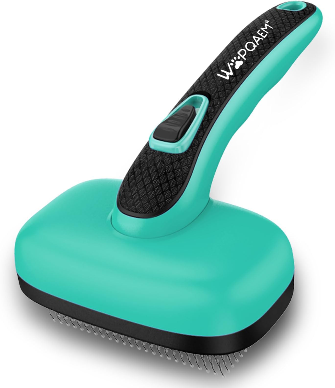 Self Cleaning Slicker Brush for Dog & Cats, Skin Friendly Deshedding Grooming Tool for Shedding Long and Short Haired Pets, Easy Clean Retractable Bristles, Green