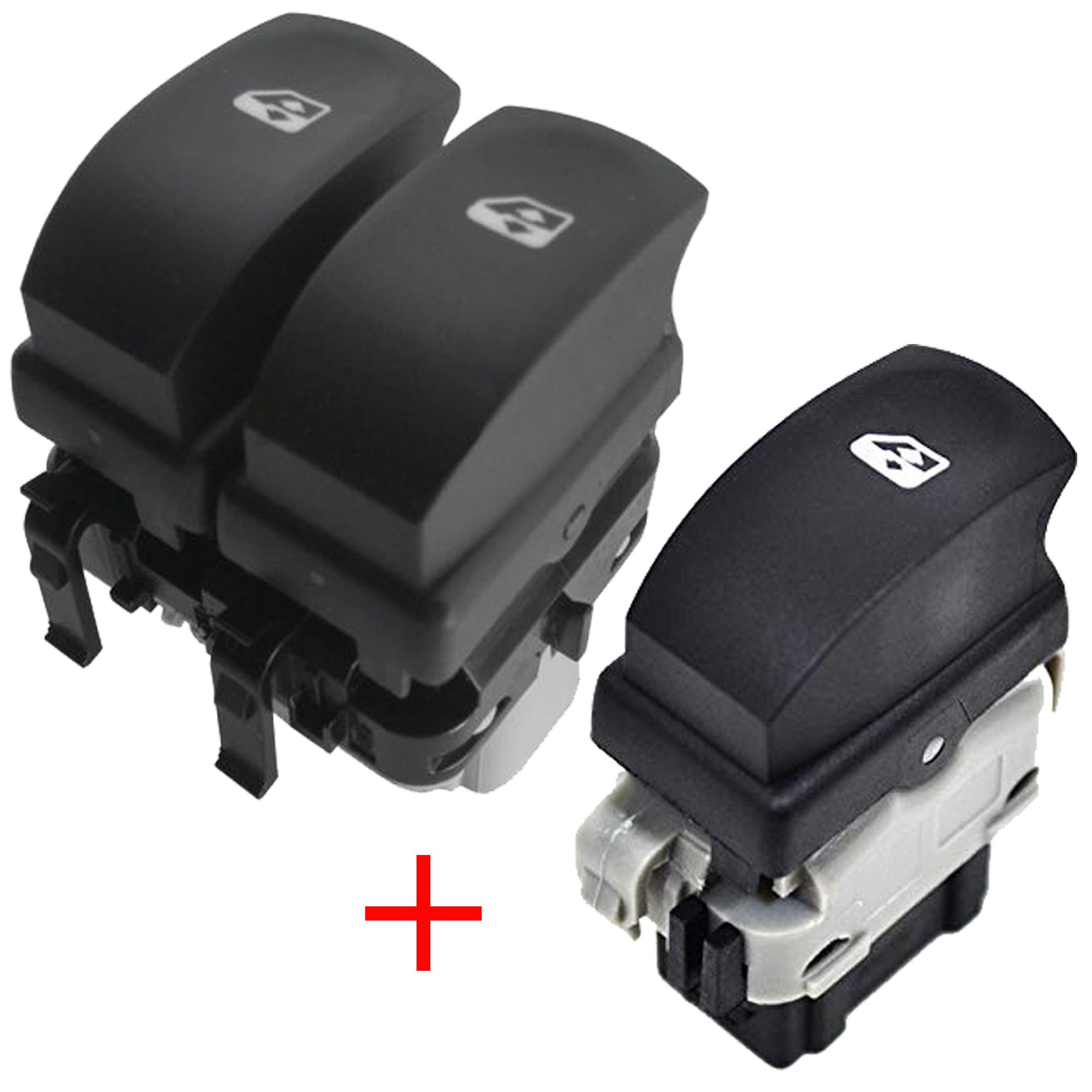 Partsline (Lot de 2) Bouton de Lève-Vitre Électrique Avant Gauche ET Avant Droit OU Arrière Gauche OU Arrière Droit compatible avec Clio III, Modus, Twingo II - 8200002451 8200214936