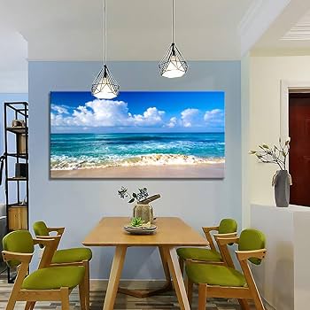 海の風景 キャンバス Amazon.co.jp: Lサイズ ブルービーチテーマ モダン ストレッチ