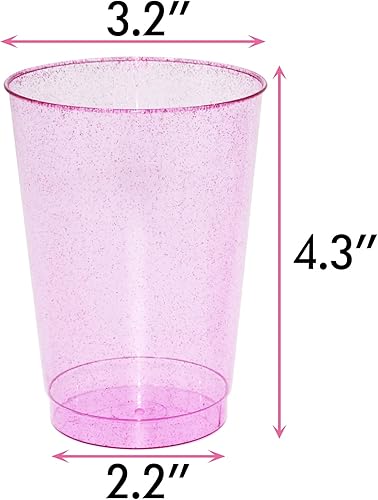 Miniatura 2 de Homy Feel Vasos de plástico con purpurina rosa de 12 onzas  50 tazas desechables de cóctel y vino para boda y día de San Valentín