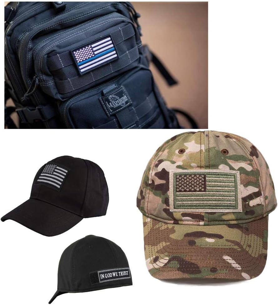 Bundle 12 Pieces USA Flag Patch Thin Blue Line Tactical American Flag US United States Military Patches Set for Caps,Bags,Backpacks,Tactical Vest,Military Uniforms (D-USA Patch)