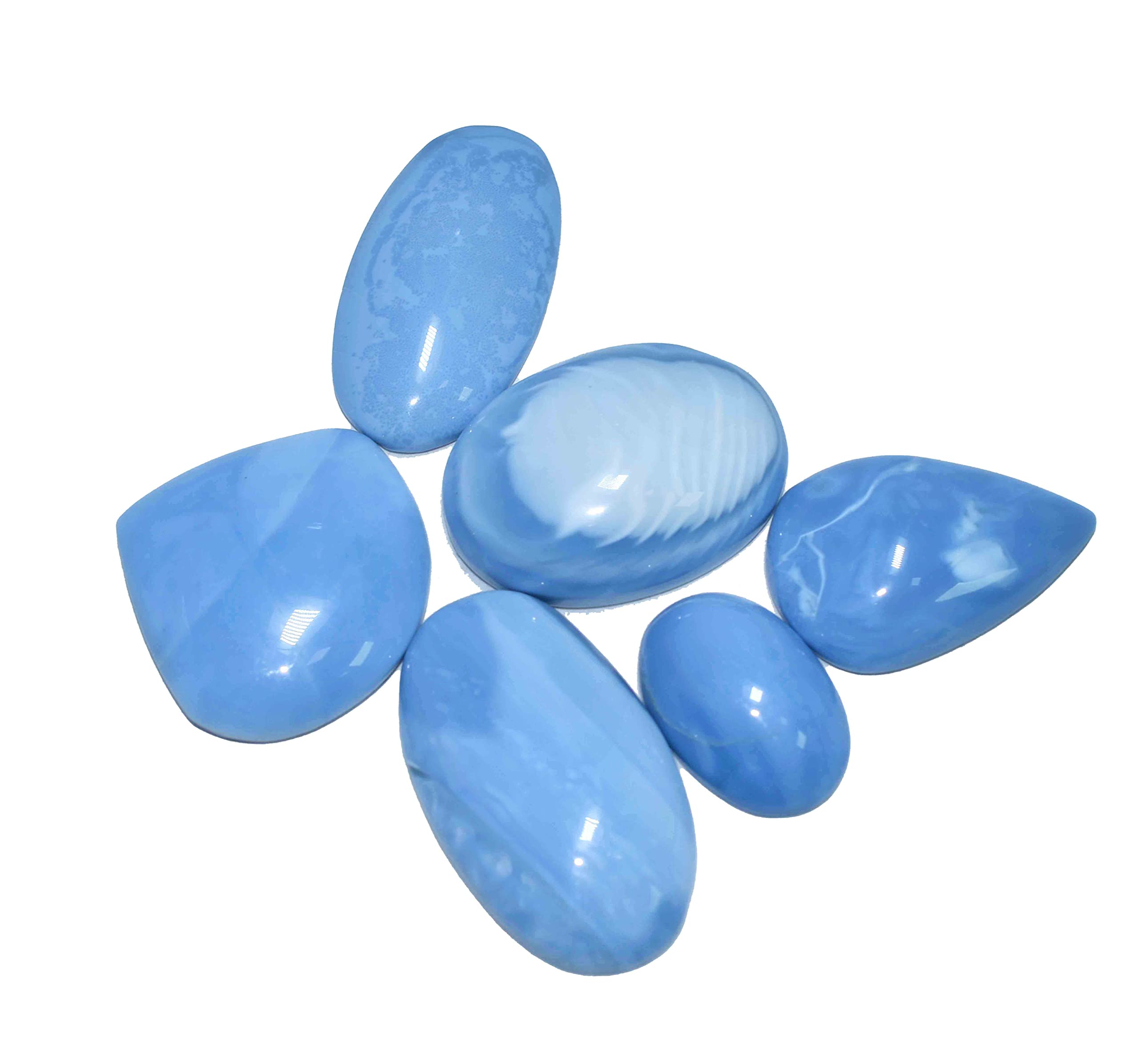 GenericNatural Blue Opal Gemstones Wholesale Cabochons Lot, Jewelry Making Loose Gemstone, Polished Gems, DIY, Wire Wrapping, Healing Crystals, Bulk Gemstone Deal, Medium, Gemstone, genuine blue opal