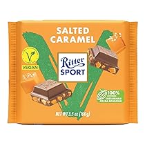 Ritter Sport Caramello Salato Vegan, Tavoletta di Cioccolato con Farina di Mandorle e Caramello Salato, Cacao 100% Certificato Sostenibile, 100 g
