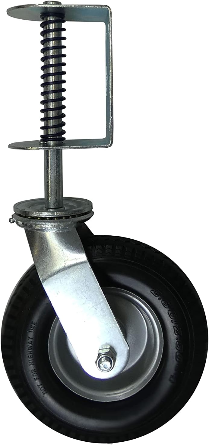Shepherd Hardware8734 Heavy Duty Flat Free Spring Gate Caster with Universal Mount, 8-Inch Wheel, Black, 220-lb Load Capacity