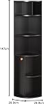 HOMCOM 5-Tier Corner Bookcase, Storage Bookshelf, Freestanding Display Shelves with Open Compartments and Cabinet for Home Office, Living Room, Study, Black