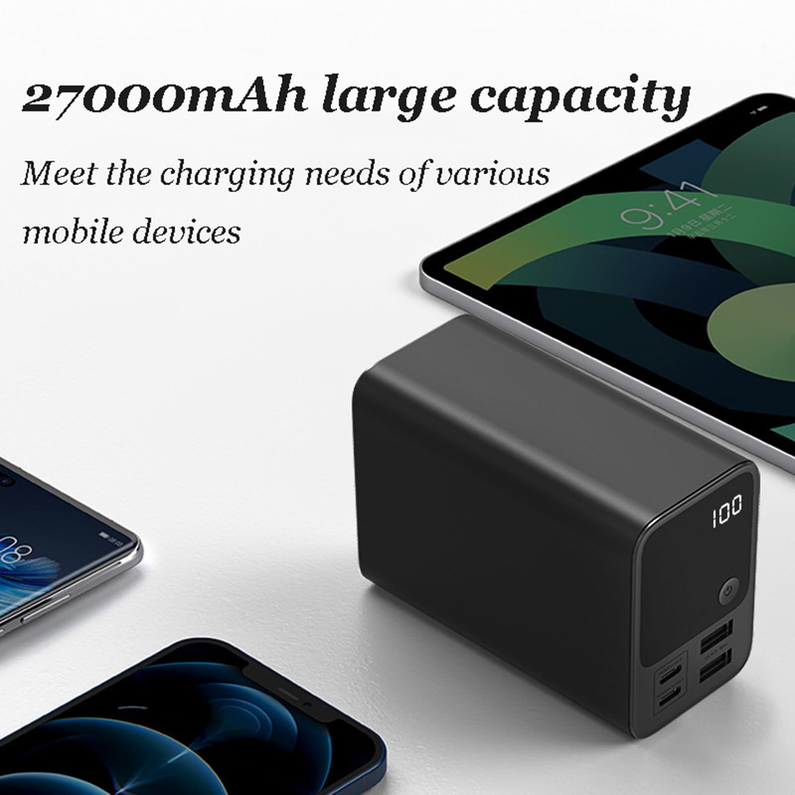 Powerbank o dużej mocy 200W Dwukierunkowe szybkie ładowanie Powerbank o dużej pojemności 27000 mAh Nadaje się do smartfonów, laptopów, tabletów