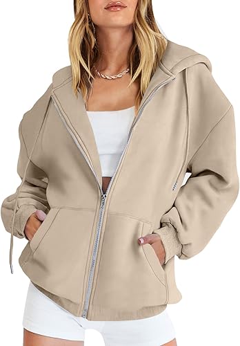ANRABESS Sudaderas con capucha y cremallera para mujer, de manga larga, sudaderas de gran tamaño, forro polar Y2K, con bolsillos, ropa de otoño