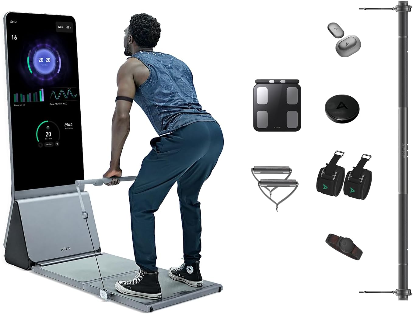 AEKE Smart Home Gym System- Fitness Mirror K1: AI-Powered All-in-One Fitness Machine for Full-Body Strength Training and Personalized Workouts
