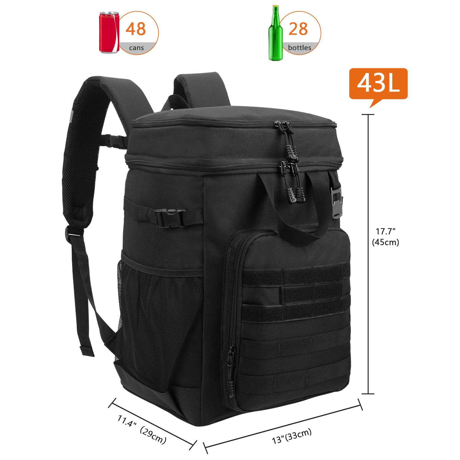 Hp hope Nevera mochila 43 l aislado bolsa de picnic bolsa de almacenamiento caliente nevera nevera mochila grande hombre y mujer para camping playa exterior viajes familia picnic barbacoa