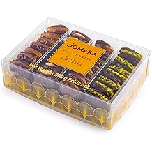 Jomara Premium Filled Dates Mix Pack 4 Flavors | 28oz / 800g | Natural Dates filled with Orange Peel, Caramelized Pecan, Roasted Almond or Pistachio| Healthy Dried Fruit for Snacking | Natural Source